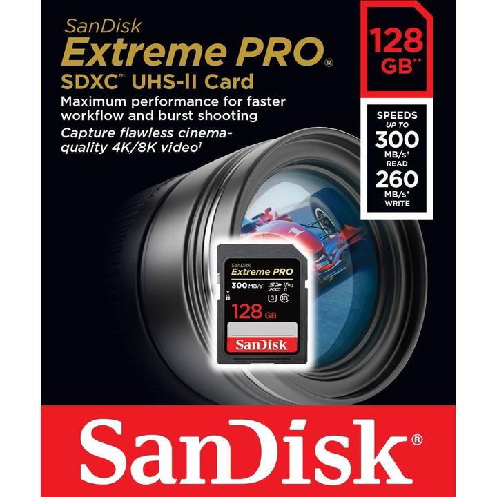 Productafbeelding SanDisk Extreme Pro (128 GB, SDXC, U3, UHS-II)