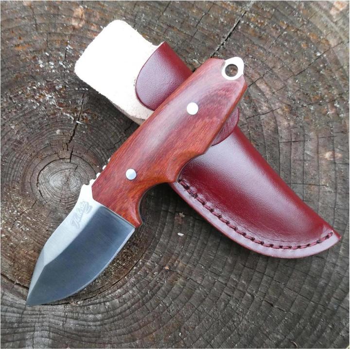 Produktbild Herbertz Selektion Gürtelmesser, AISI 440 Stahl, rostfrei, Full Tang, Sandelholz Heftschalen, Leder (7.20 cm)