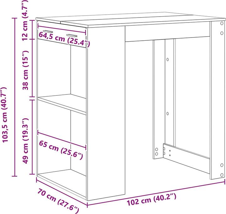Produktbild vidaXL Bartisch (102 x 70 x 103.50 cm)