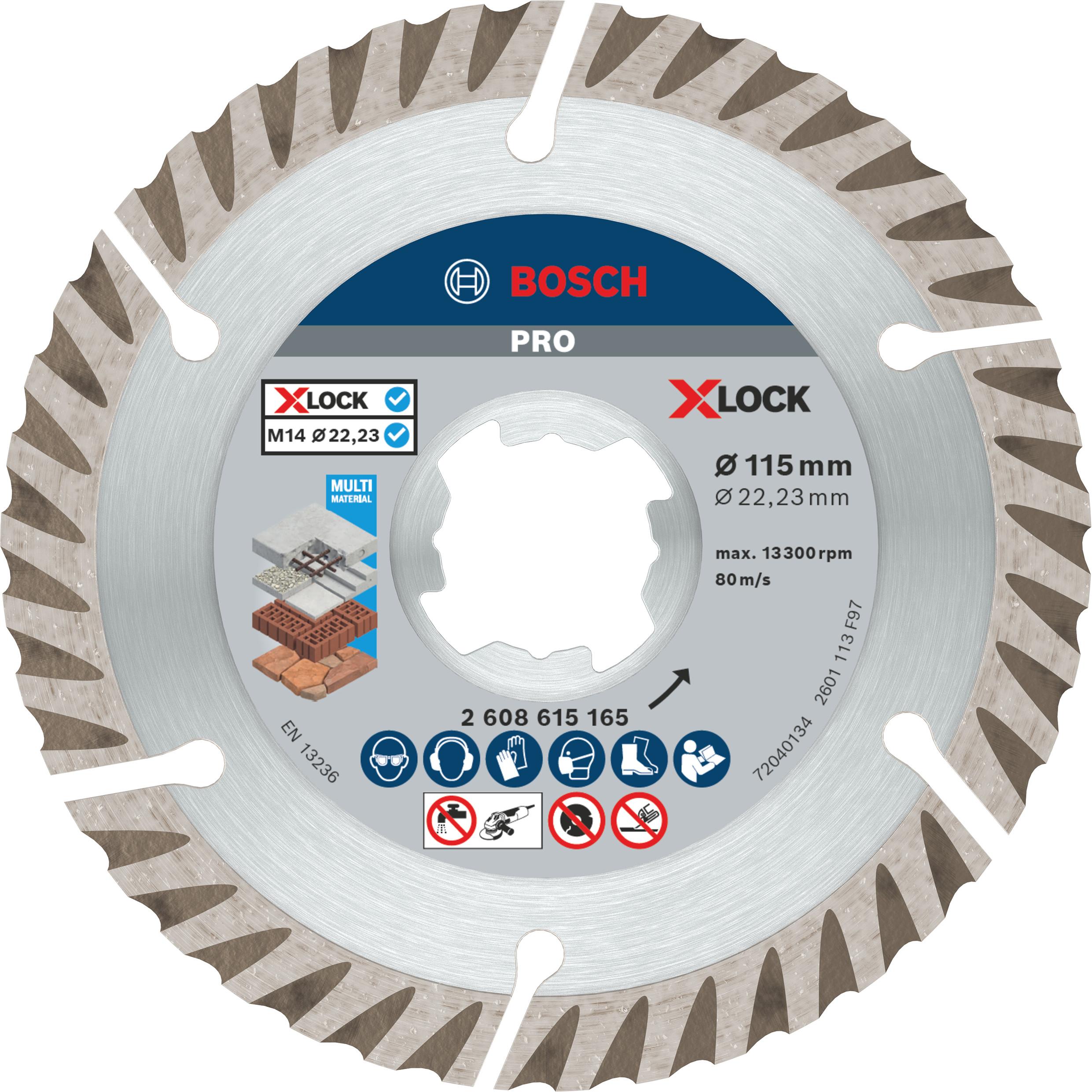 Bosch Professional Zubehör, Sägeblatt, PRO Multi Material X-Lock Diamanttrennscheibe, 115 x 22,23 mm, 22,23 mm