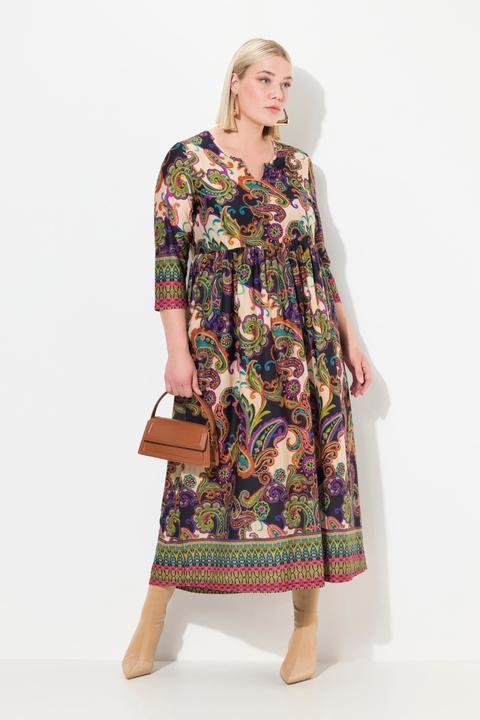 Produktbild Ulla Popken Jersey-Maxikleid, A-Linie, CottonTouch, Alloverdruck (54)