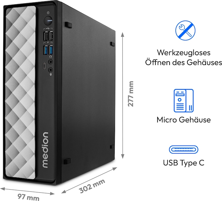 Actual product image Medion Akoya T80 SFF MD35422 (Intel Core i5-12450H, 16 GB, 512 GB, Intel UHD Graphics)