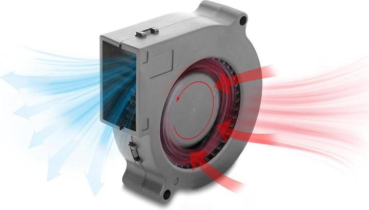 Produktbild Delock Radiallüfter / Lüftergebläse 12 V DC 75 x 75 x 25 mm mit 3-Pin Lüfteranschluss, schwarz (75 mm)