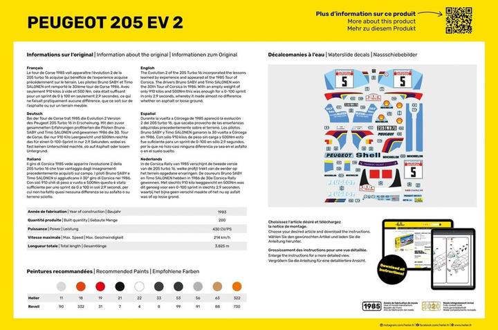 Nutritional values and ingredients Heller Peugeot 205 EV 2