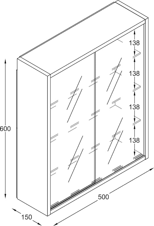Produktbild VCM Hängevitrine Wandvitrine Glas Drivalo M (60 x 50 x 15 cm)