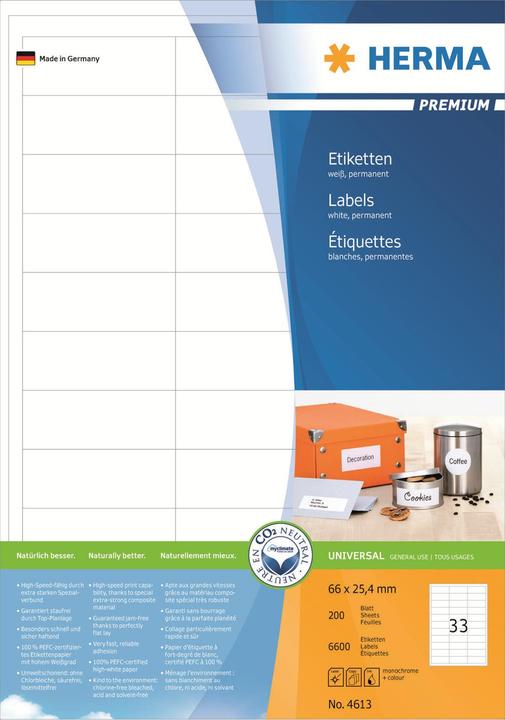 Actual product image HERMA Universal labels A4