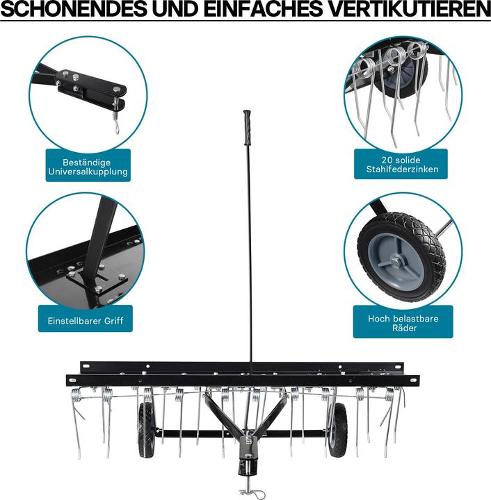 Immagine prodotto Wiltec Arieggiatore 100 cm per tosaerba a scoppio Arieggiatore per prato Cura del prato Trattore per prato