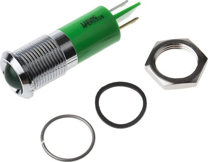 Produktbild RS PRO 14mm prom hyper bright LED, green 110Vac