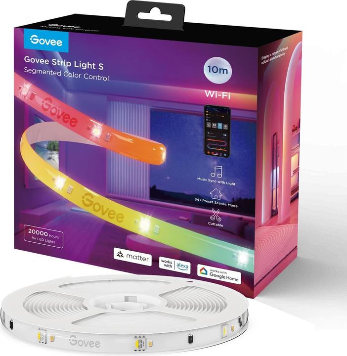 Govee LED-stripe Light S, Wi-Fi / Bluetooth / Matter, 10 m, RGBIC (RGBIC, 1000 cm, Interieur)