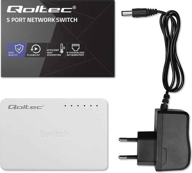 Productafbeelding Qoltec Netzwerk Switch 5x RJ45 Port 100Mbps LAN (5 ports)