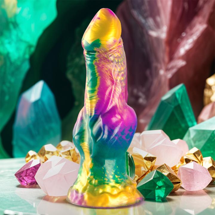 Actual product image Epic Iris Dildo With Rainbow Coloured Testicles Of Pleasure