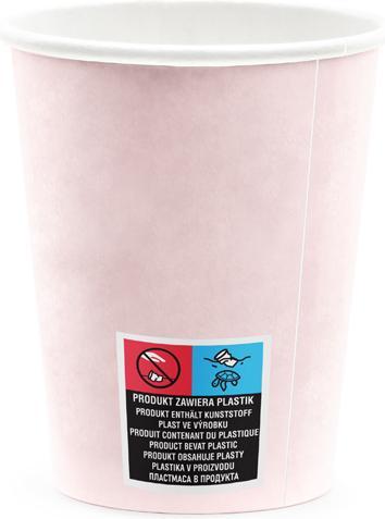 Produktbild Partydeco Cups Happy B'day!, light powder pink, 220ml (1 pkt / 6 pc.) (6 x)