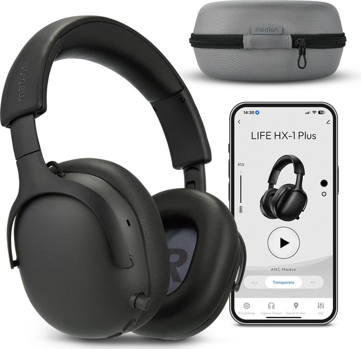 Medion LIFE HX-1 Plus Over Ear-Kopfhörer schwarz (ANC, 100 h, Wireless)