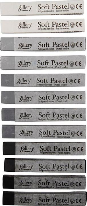 Produktbild Creativ Company Gallery - Künstlerpastelle, Premium-Set (Harmonie in Schwarz-Weiss, 12 x)