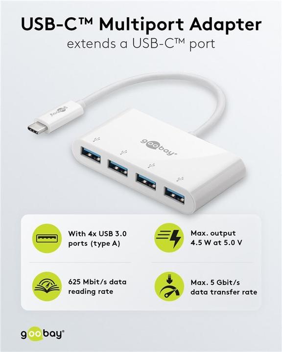 Actual product image Goobay 4-fold USB-C Multiport (USB-C, 4 ports)