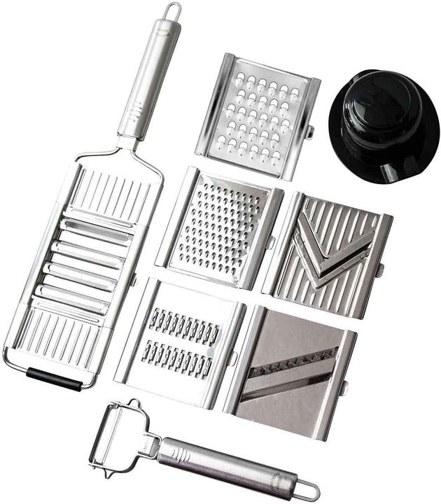 Produktbild Muxel 4-Fach Gigant Gemüsehobel in der Multi-Box mit 5 zusätzlichen Einsätze und Schäler