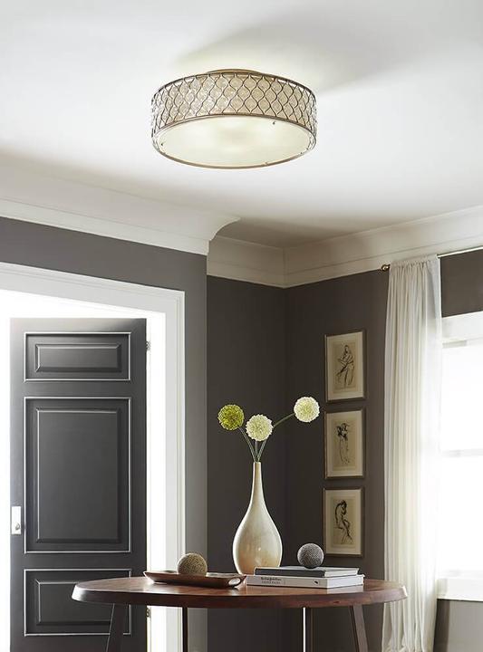 Actual product image Elstead Lighting Lucia ceiling light E27 6-way burnished silver linen fabric (E27)