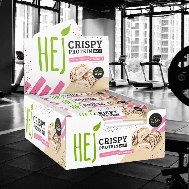 Actual product image HEJ Nutrition HEJ Crispy Protein Bar (12 x 45g) (White chocolate, Strawberry, 1 pcs., 540 g)