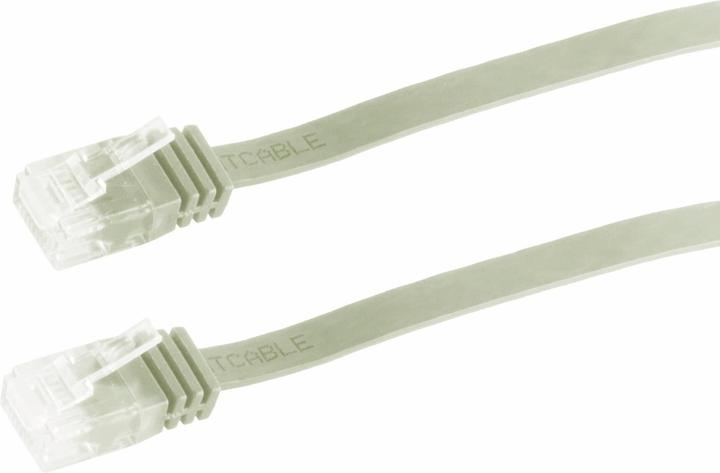 Produktbild Tecline Patchkabel Cat.6 U/UTP, ungeschirmt, flach, grau, 15.0m superflaches Patchkabel z.B. für die Verlegu (U/UTP, CAT6, 15 m)