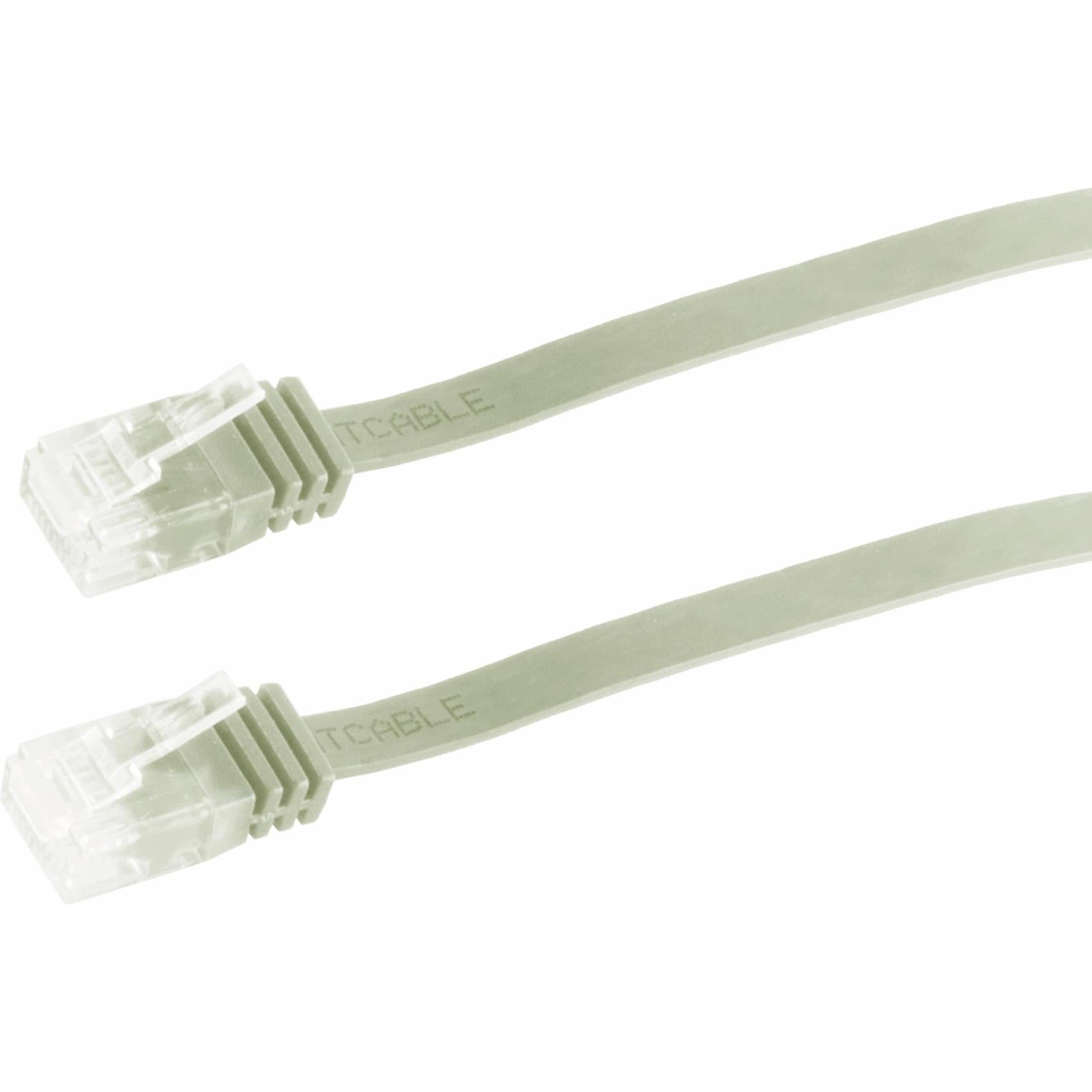 Tecline Patchkabel Cat.6 U/UTP, ungeschirmt, flach, grau, 15.0m superflaches Patchkabel z.B. für die Verlegu (U/UTP, CAT...