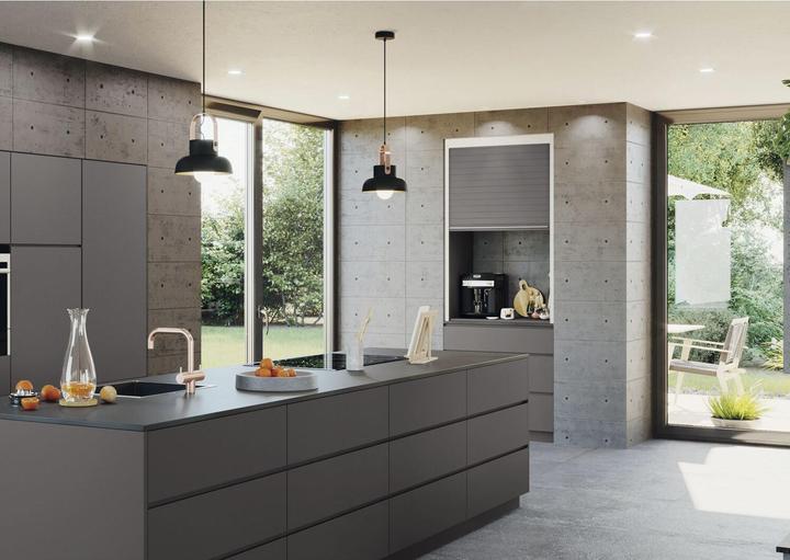 Produktbild Rehau RAUVOLET Rollladen Kassettenmodul Crystal Line, KB 900 mm, schwarz matt (1 Stk.)