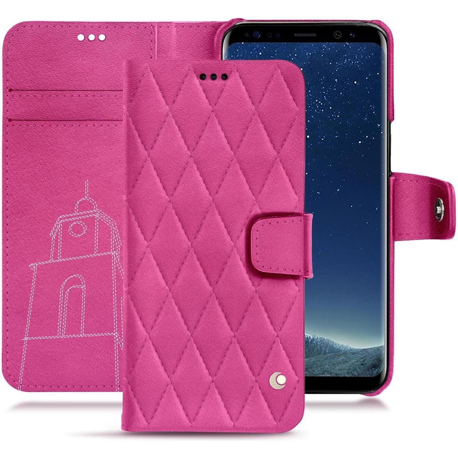 Noreve Lederschutzhülle Wallet (Samsung Galaxy S8+), Smartphone Hülle, Rosa