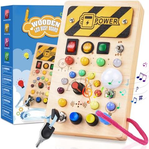 Produktbild Activity Board Busy Board Holzspielzeug mit 8 Schaltern 15 LED-Lichtern 6 Musik Sinnliches