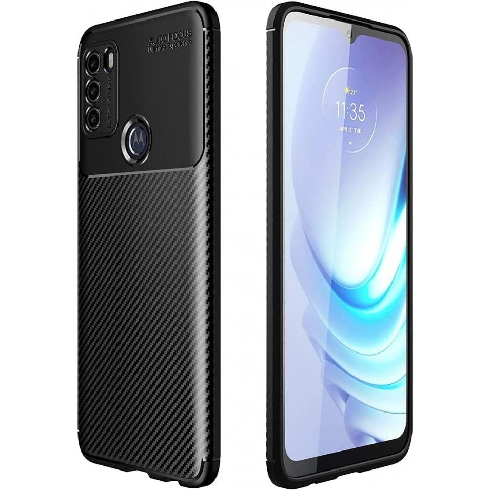 Screenguard Motorola Moto G50 Hülle Carbon Design TPU Case (Motorola Moto G50), Smartphone Hülle, Schwarz