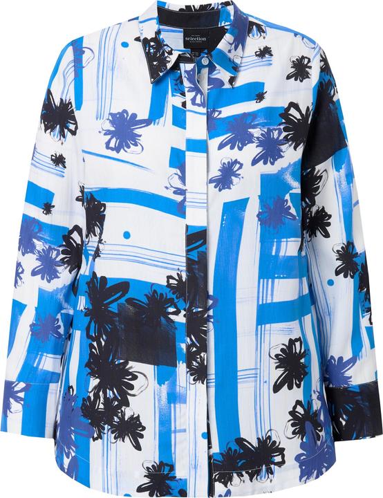 Produktbild Ulla Popken Lyocell-Bluse, grafisches Design, Hemdkragen, Langarm (50, 52)