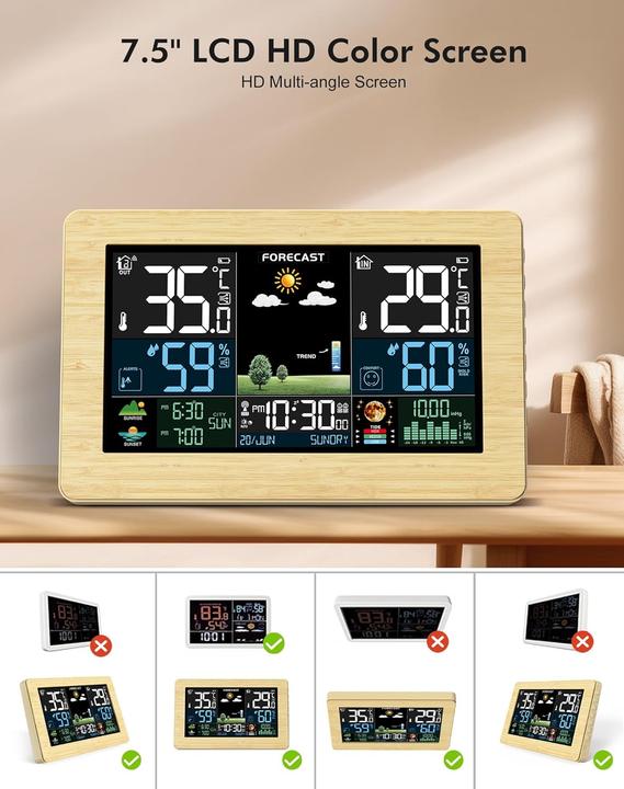 Image du produit Haoyao Funk-Wetterstation mit Aussensensor und Farbdisplay