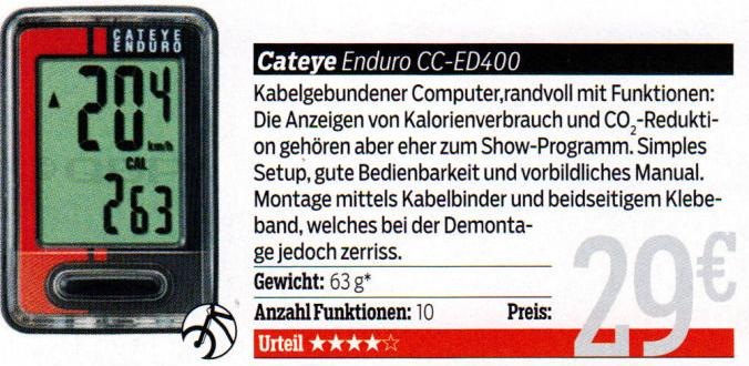 Actual product image CatEye Enduro CC-ED400 bike computer black / red