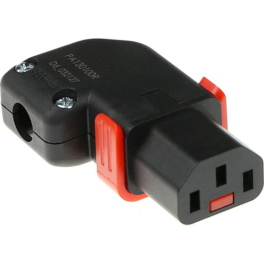 ACT, Spina + Connettore, Connettore C13 IEC Lock+ ricablato ad angolo destro o sinistro nero, PA130100RBK (C13)