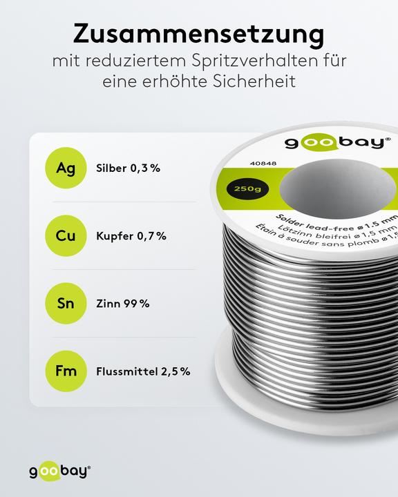 Produktbild Goobay Bleifrei löten ø 1,5 mm, 250 g 40848 (Lötspulenkit)