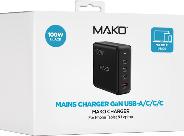 Produktbild Mako GaN2 EU Mains Charger USB-C/C/A (100 W)