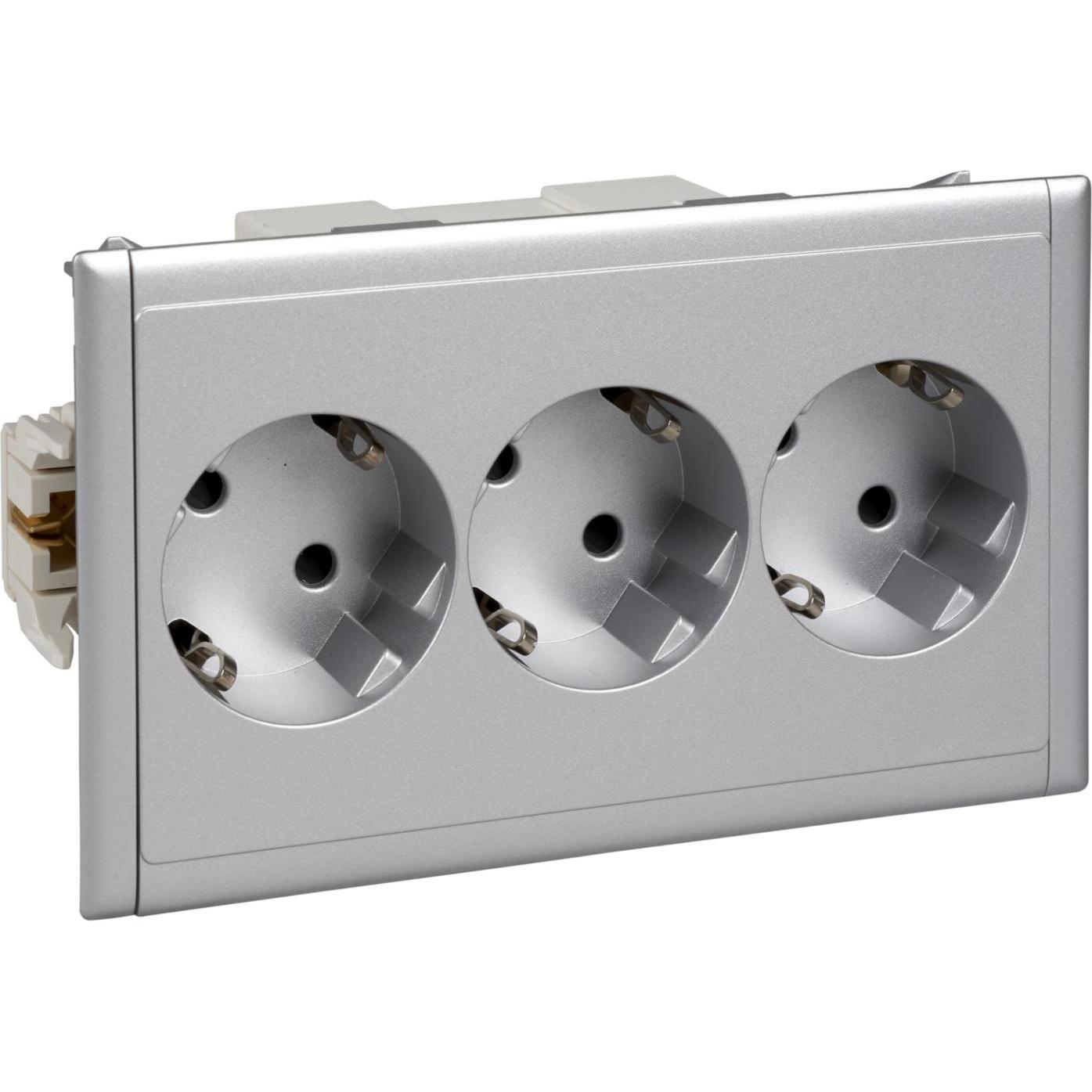 Schneider Electric, Steckdose, Schukosteckdose 3-fach, 16A/250V, Klemmen 5x2,5qmm, RAL 9010, Etikettenfenster 5940111