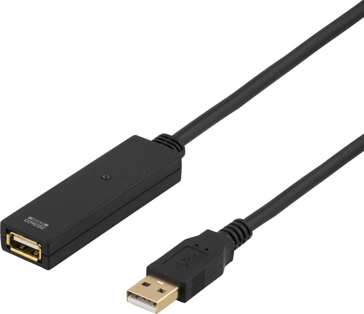 Produktbild Deltaco Cable USB 2.0 extension, 15.0m, active, black (15 m, USB 2.0)