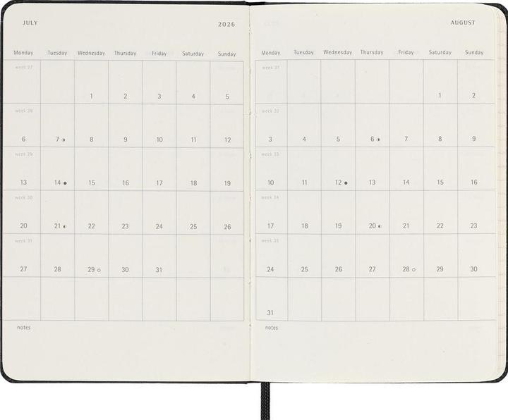 Image du produit Moleskine Agenda de poche Hard Cover Weekly (9 x 14 cm, Anglais)
