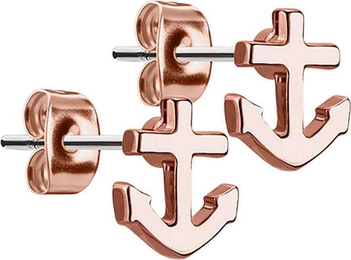 Actual product image Star Piercing Stud earrings anchor rose gold (Brass, Surgical steel 316L)