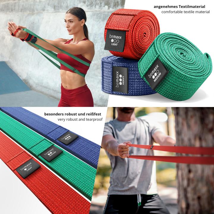 Image du produit BeMaxx Sport Klimmzugband Textil, 3er-Set (Fort, Moyen, Léger)