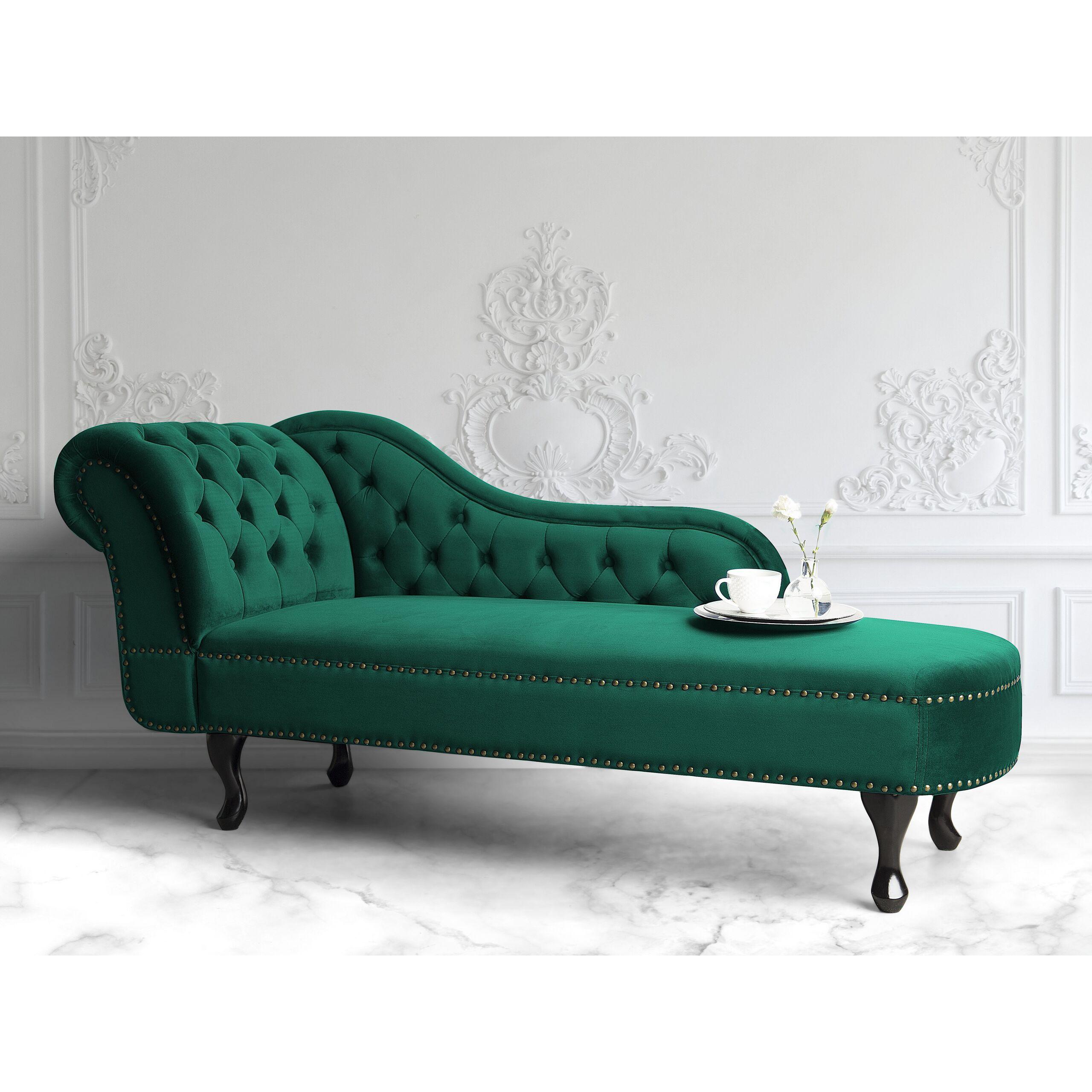 Thumbnail - Beliani, Sofa, Samt Chaiselongue linke Seite Dunkelgrün NIMES (Liege)