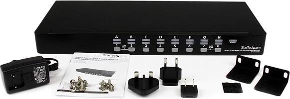 Produktbild StarTech 16 Port 1HE USB VGA KVM Switch mit OSD zur Rack-Montage - 16-fach Rackmount KVM Umschalter - Schwarz