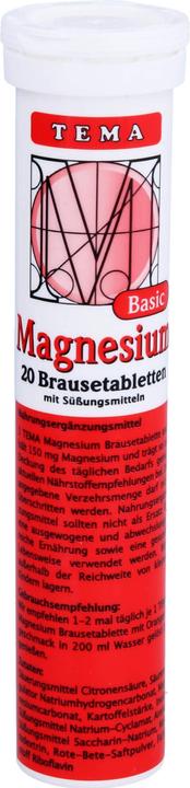 Valeurs nutritives et ingrédients AmosVital TEMA Magnésium Comprimés effervescents, 20 comprimés (20 pièce(s), Comprimé effervescent)