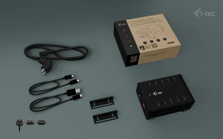 Produktbild i-tec USB-C/USB-A Metal Charging+Data HUB 15W pro Port 10x USB-C integriertes Netzteil 180W (USB-C, 10 Ports)