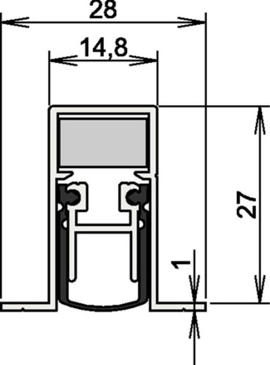 Athmer Door seal Schall-Ex® DUO L-15/28 OS 1-404 Length 833 mm