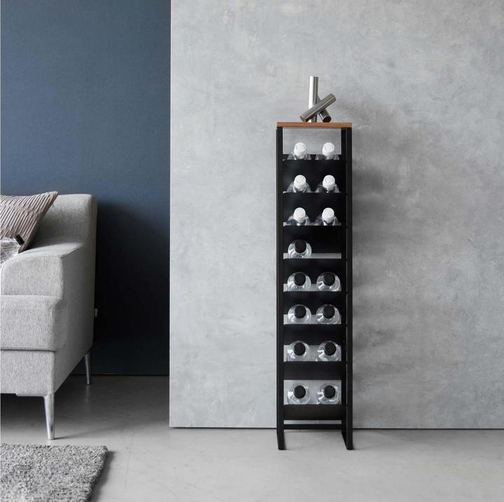 Immagine prodotto Yamazaki Portabottiglie a 8 livelli con ripiano in legno TOWER (20 x 19,5 x 88,5 cm, 16 Fl.)