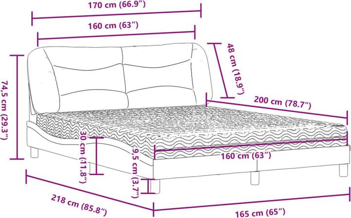Produktbild vidaXL Bett (160 x 200 cm)