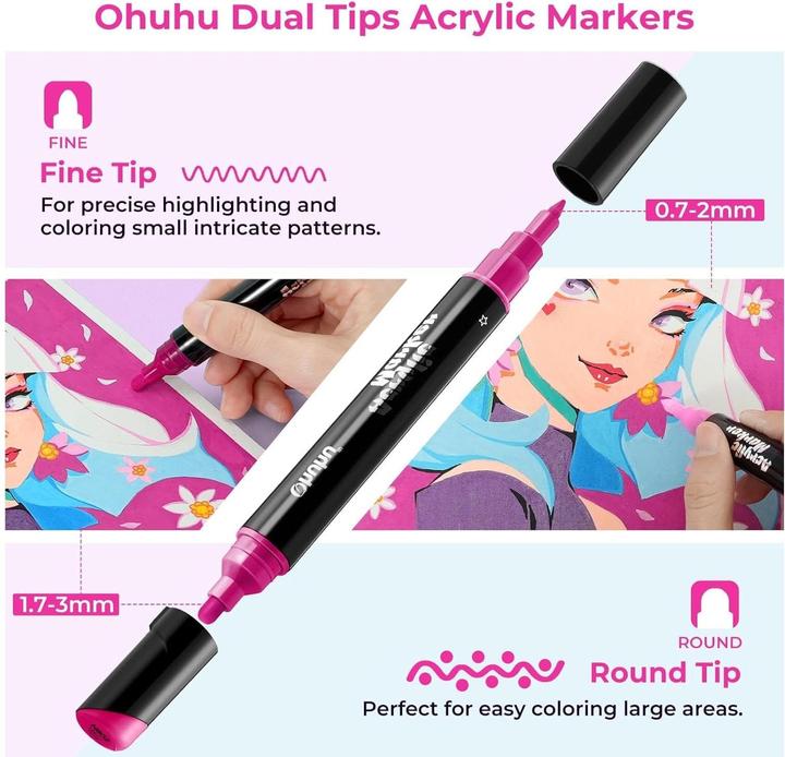 Image du produit Ohuhu Marqueurs acryliques (30 pièces) (Multicolore, 30 x)
