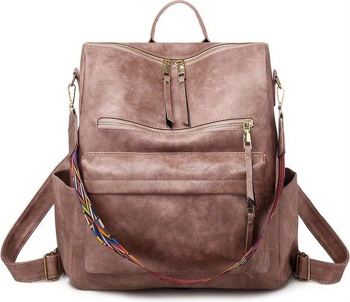Image du produit Only-Bags.Store Sac à dos rétro, sac à bandoulière Boho, sac d'école en cuir végétal à la mode, sac à dos de jour