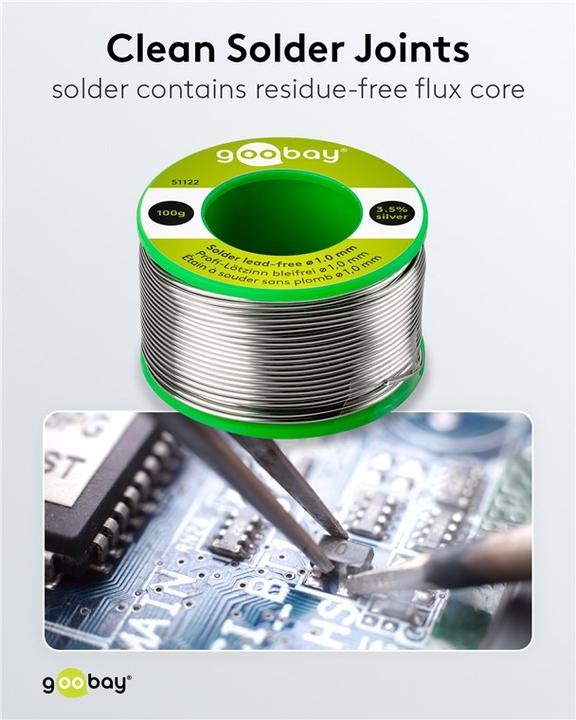 Image du produit Goobay Étain de soudure professionnel sans plomb, ø 1,0 mm, 100 g (Souder)