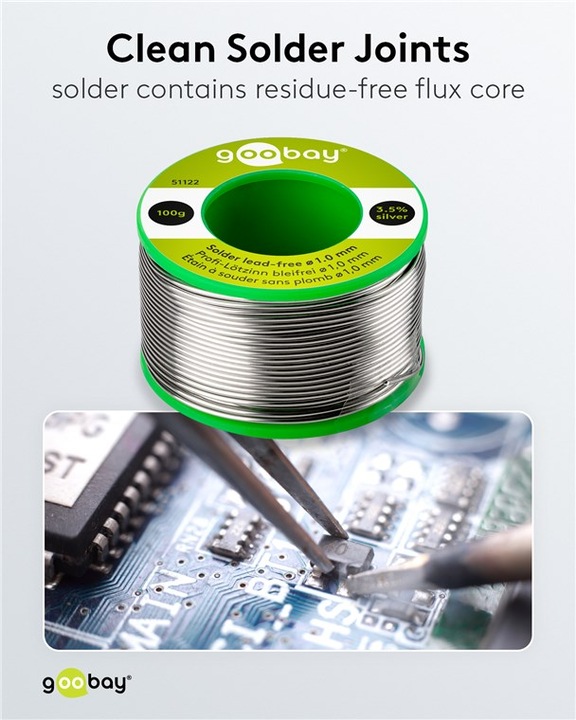 Actual product image Goobay Professional solder lead-free, ø 1.0 mm, 100 g (Solder)